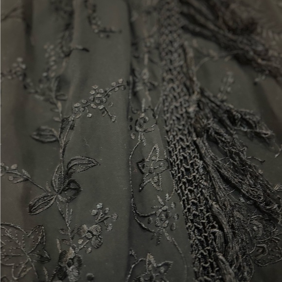 Vintage Carmen Marc Valvo Silk Black Backless Embroidered Fringe Dress Gown Sz 6 - Picture 7 of 12